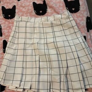 White Pleated A-line Plaid Women's Skirt
